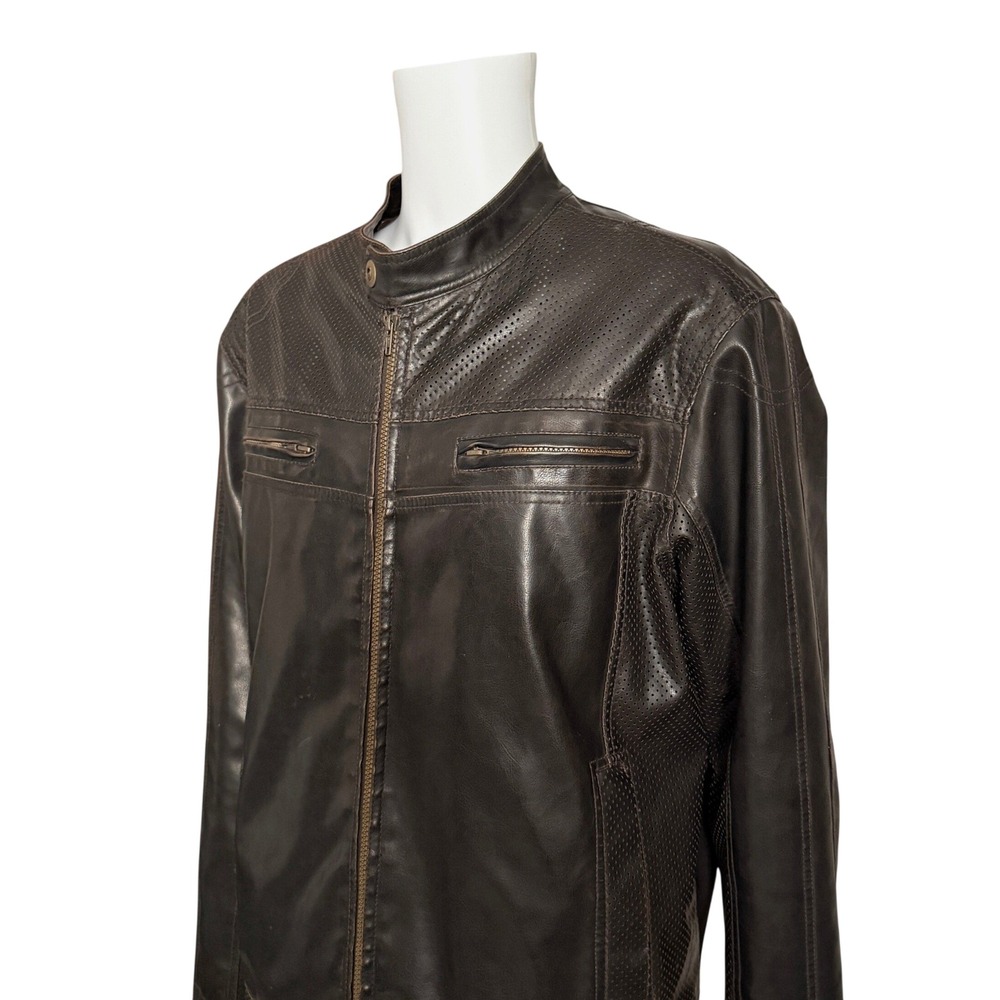 R&O brand by Reilly Olmes Mens Faux Leather Jacket Moto Biker Style‎ XL
